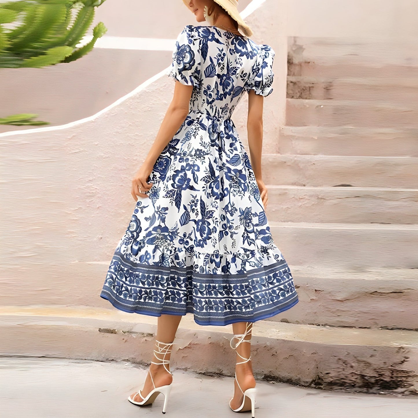 Blumenzauber Kleid | Eleganter V-Ausschnitt für romantische Anlässe