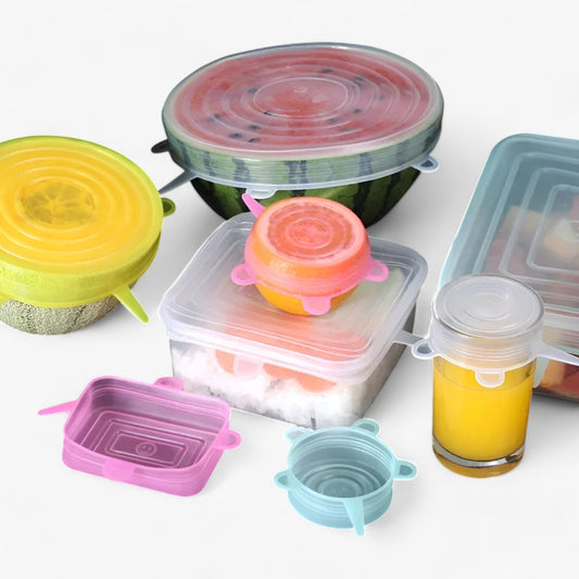 12 Stück Silikon Deckel | Nachhaltige, wiederverwendbare Lebensmitteldeckel