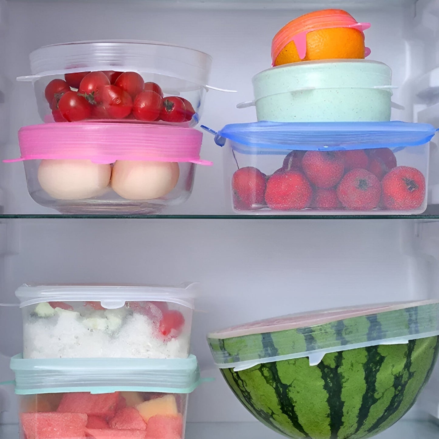 12 Stück Silikon Deckel | Nachhaltige, wiederverwendbare Lebensmitteldeckel