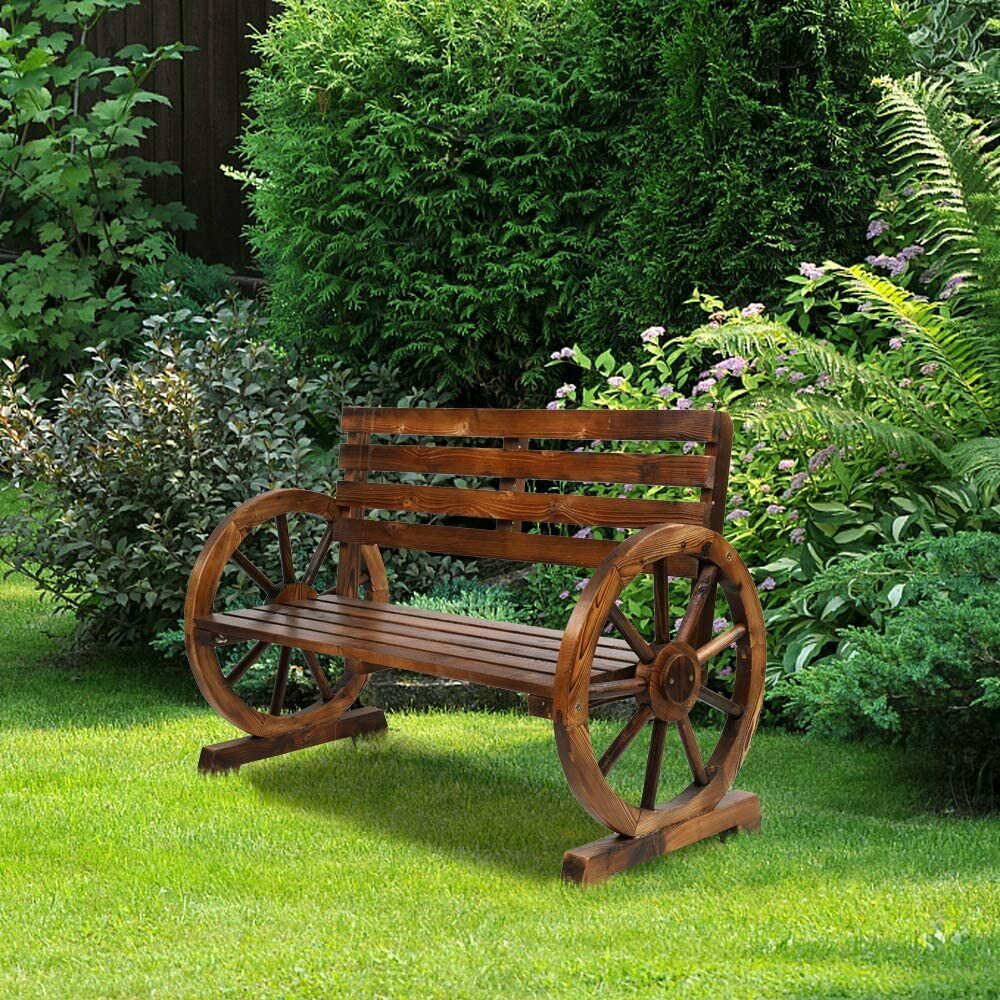 2 Personen Rustikale Wagenrad Gartenbank