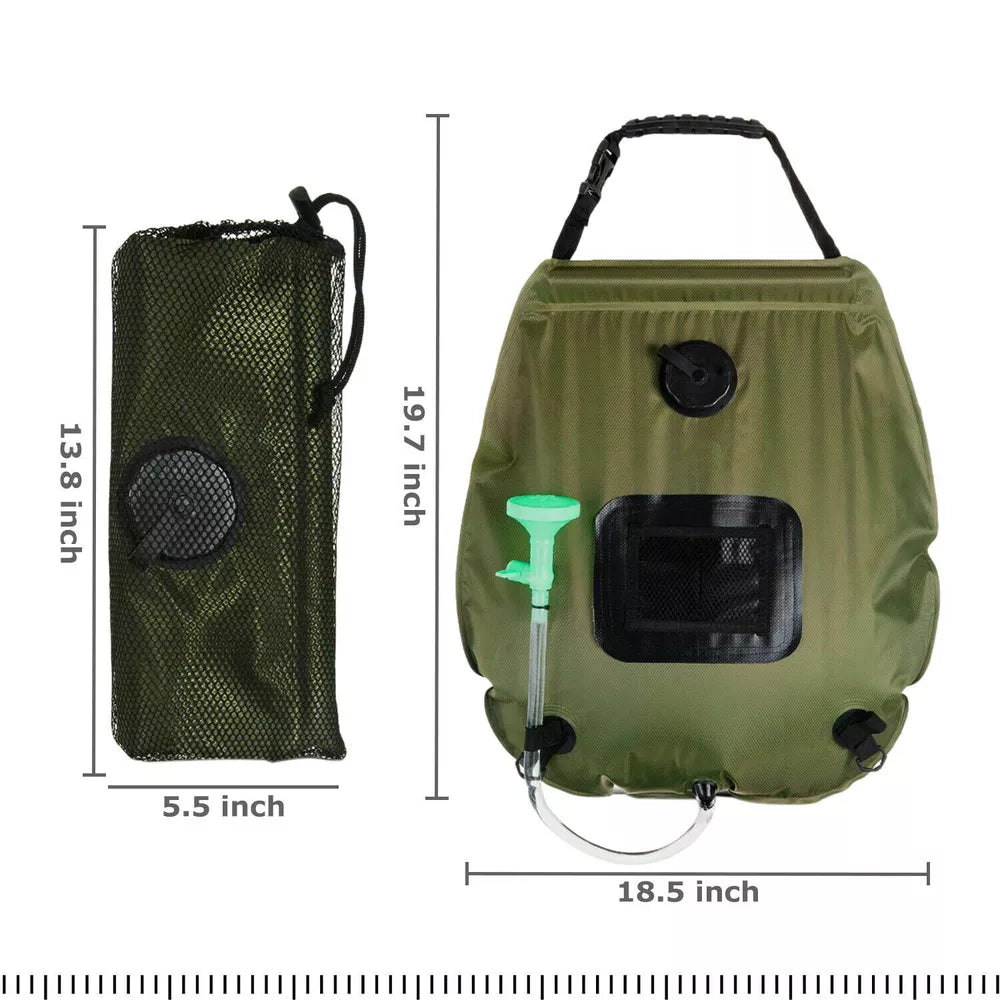 5-Gallonen-Solar-Duschbeutel Tragbare Outdoor-Heißwasserdusche für Camping