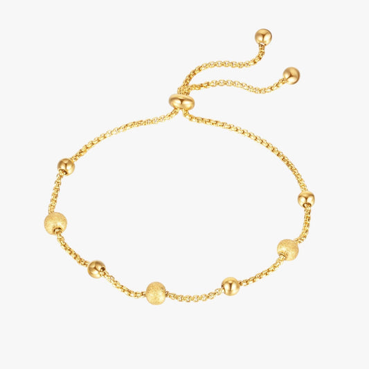 Alaia | Verstellbares Armband mit matten Perlen aus Edelstahl