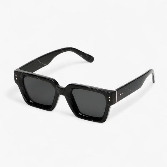 Alaric | Luxuriöse unisex quadratische schwarze Sonnenbrille