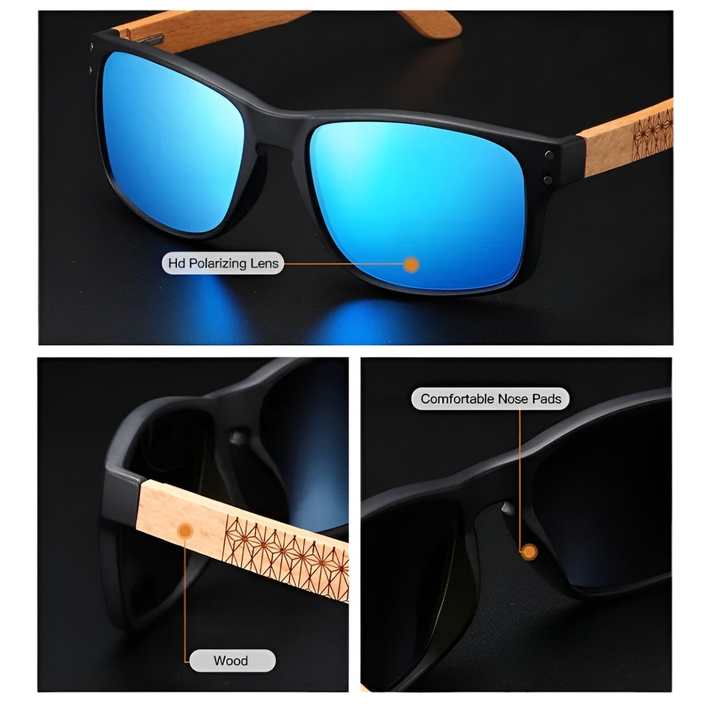 Arjun | Midnite Star Holzsonnenbrille – Stilvoller UV-Schutz für Männer