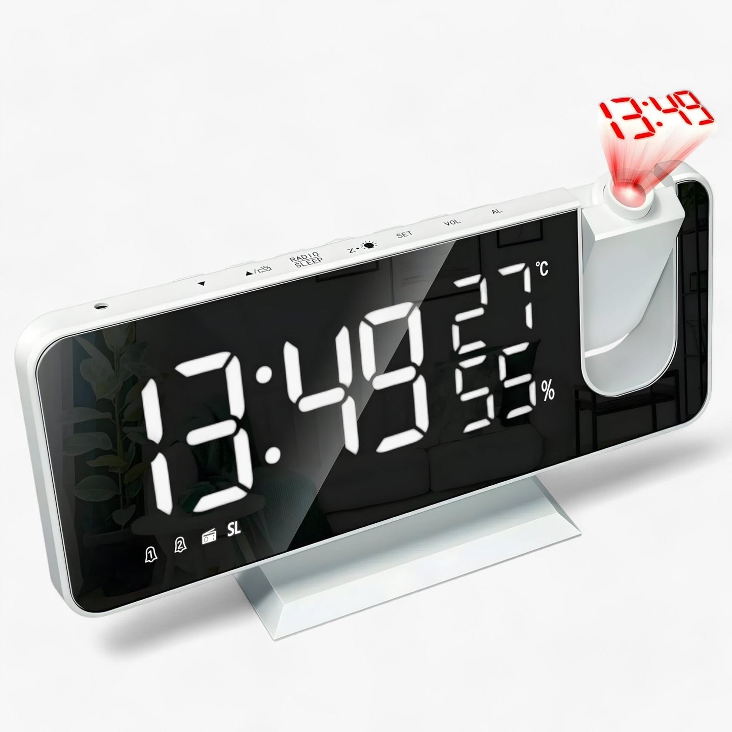 Aton | Intelligente Alarmuhr - FM Radio und LED-Display mit 180° Projektion der Uhrzeit