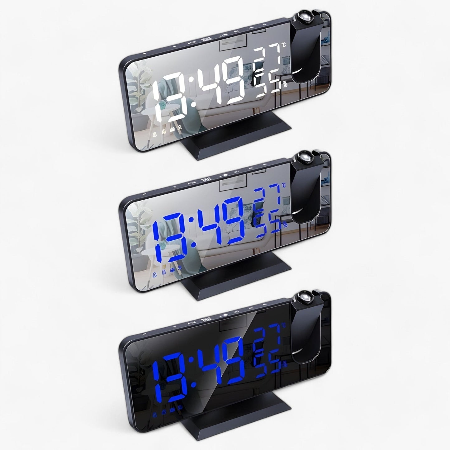 Aton | Intelligente Alarmuhr - FM Radio und LED-Display mit 180° Projektion der Uhrzeit
