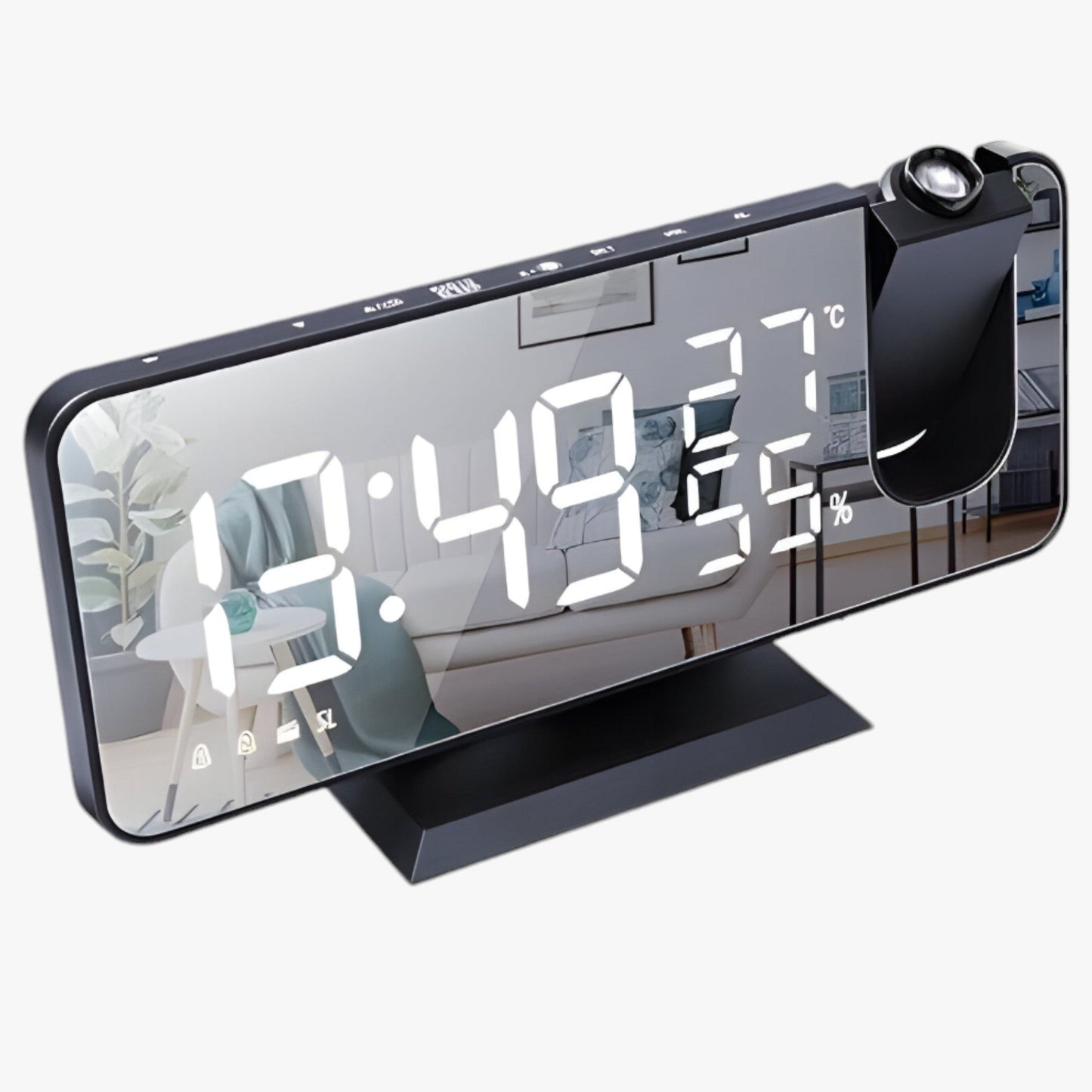 Aton | Intelligente Alarmuhr - FM Radio und LED-Display mit 180° Projektion der Uhrzeit