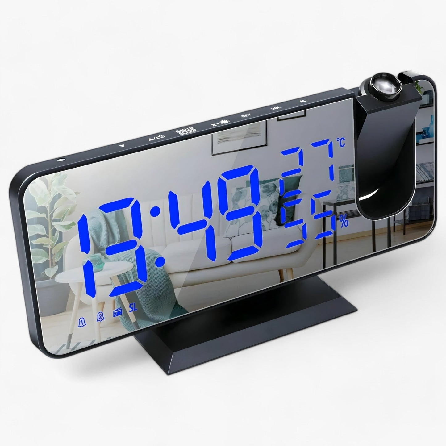 Aton | Intelligente Alarmuhr - FM Radio und LED-Display mit 180° Projektion der Uhrzeit