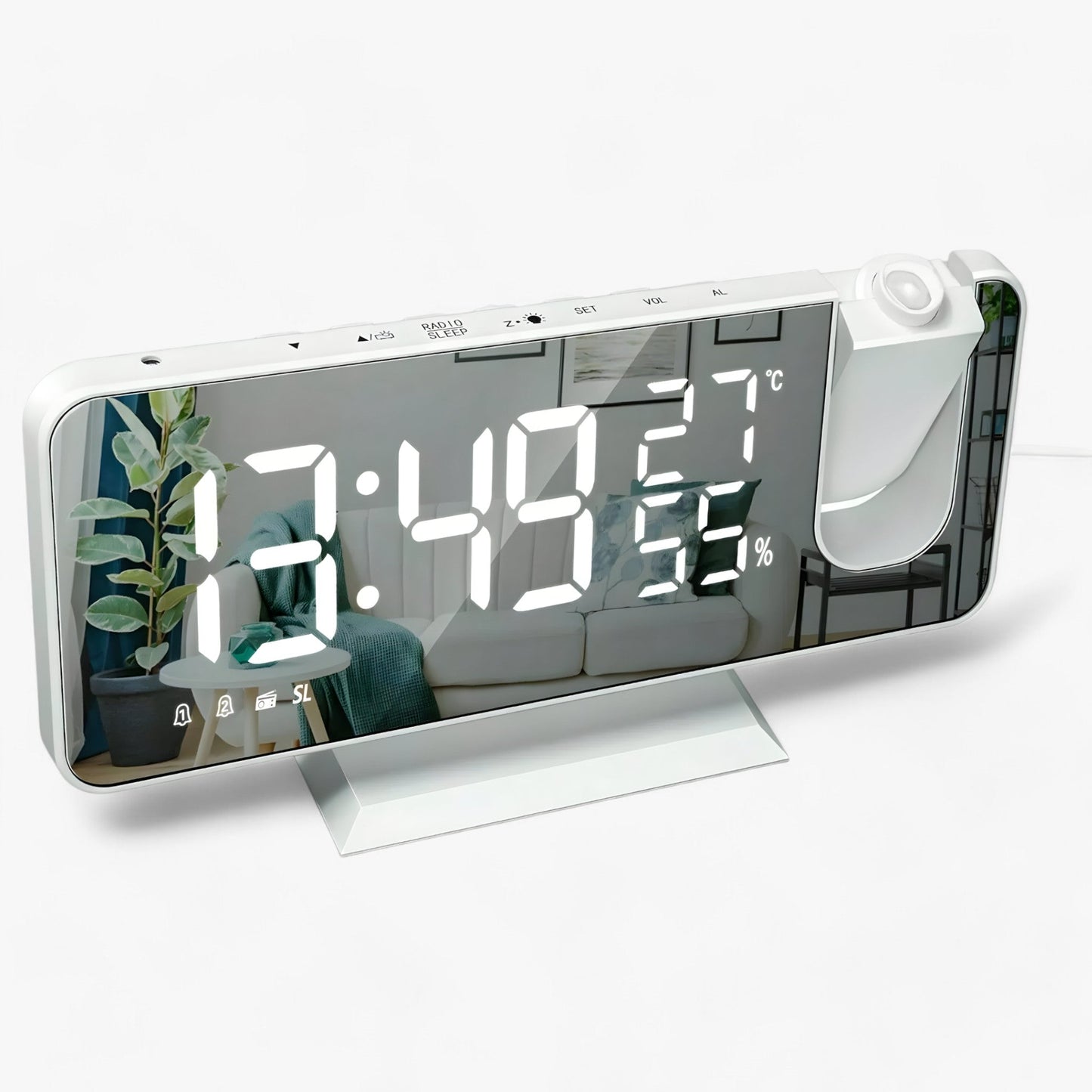 Aton | Intelligente Alarmuhr - FM Radio und LED-Display mit 180° Projektion der Uhrzeit