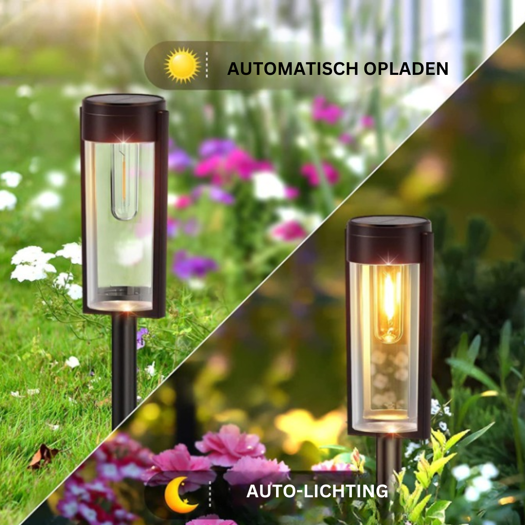 AuraGlow | Modern & Luxuriös Solar Gartenbeleuchtung | 1 + 1 GRATIS