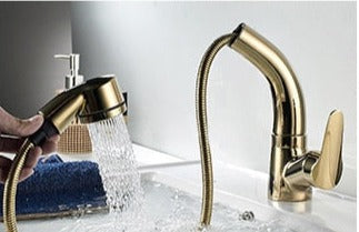 Ausziehbare Armatur für das Badezimmer in Messing Wasserhahn