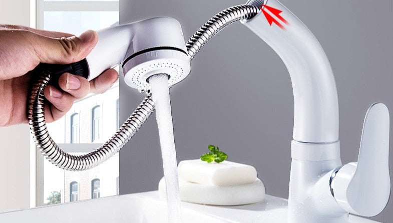Ausziehbare Armatur für das Badezimmer in Messing Wasserhahn