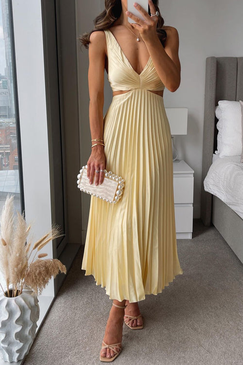 Avery | Elegantes Maxikleid mit V-Ausschnitt und Cut-Outs