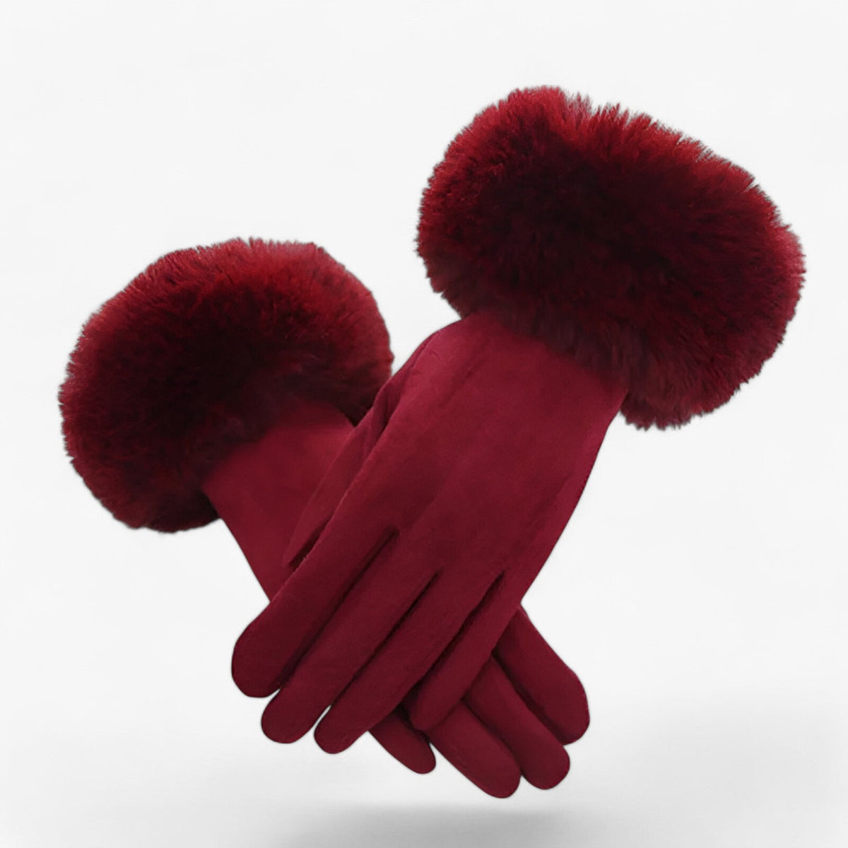 Helena | Warme Wildleder-Touchscreen-Handschuhe mit Kunstpelz