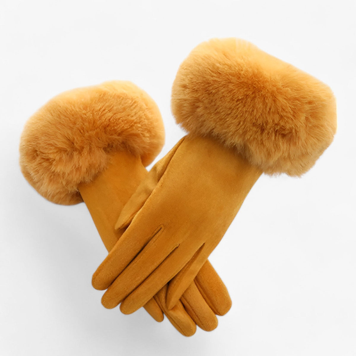 Helena | Warme Wildleder-Touchscreen-Handschuhe mit Kunstpelz