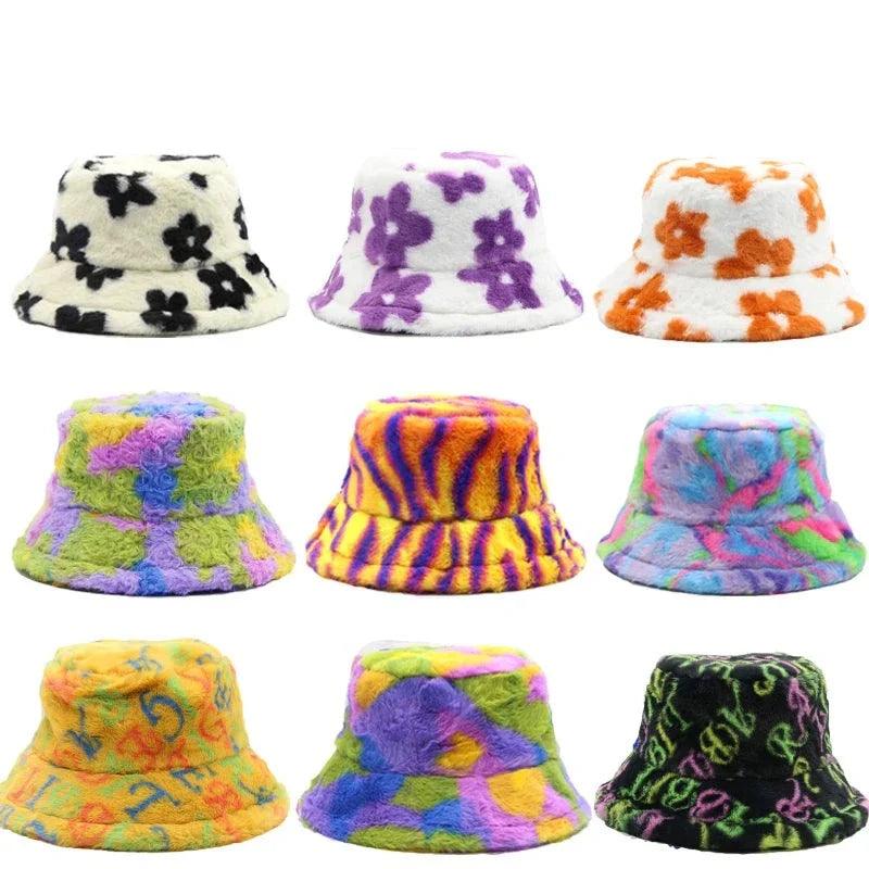 Jasmin - Winter Kuh Leopard Kunstfell Bucket Hat
