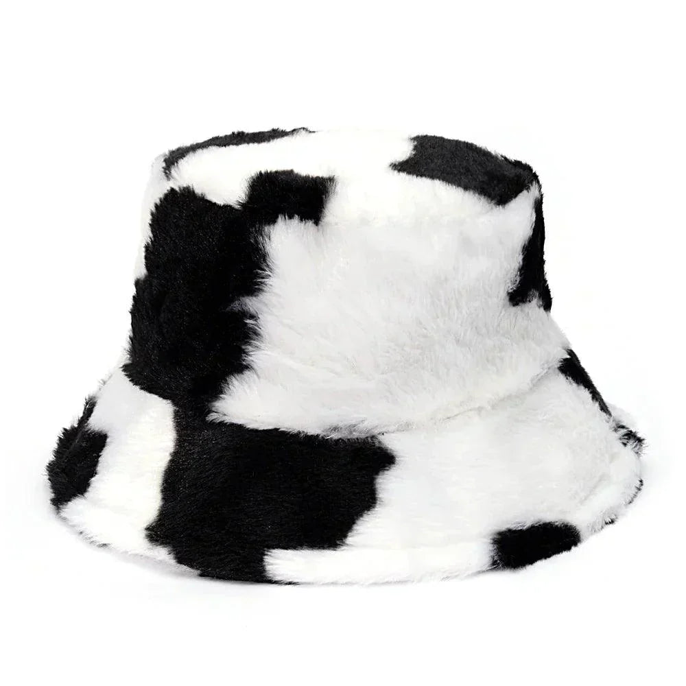 Jasmin - Winter Kuh Leopard Kunstfell Bucket Hat