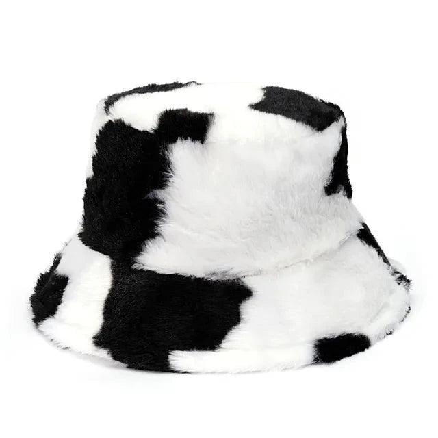 Jasmin - Winter Kuh Leopard Kunstfell Bucket Hat
