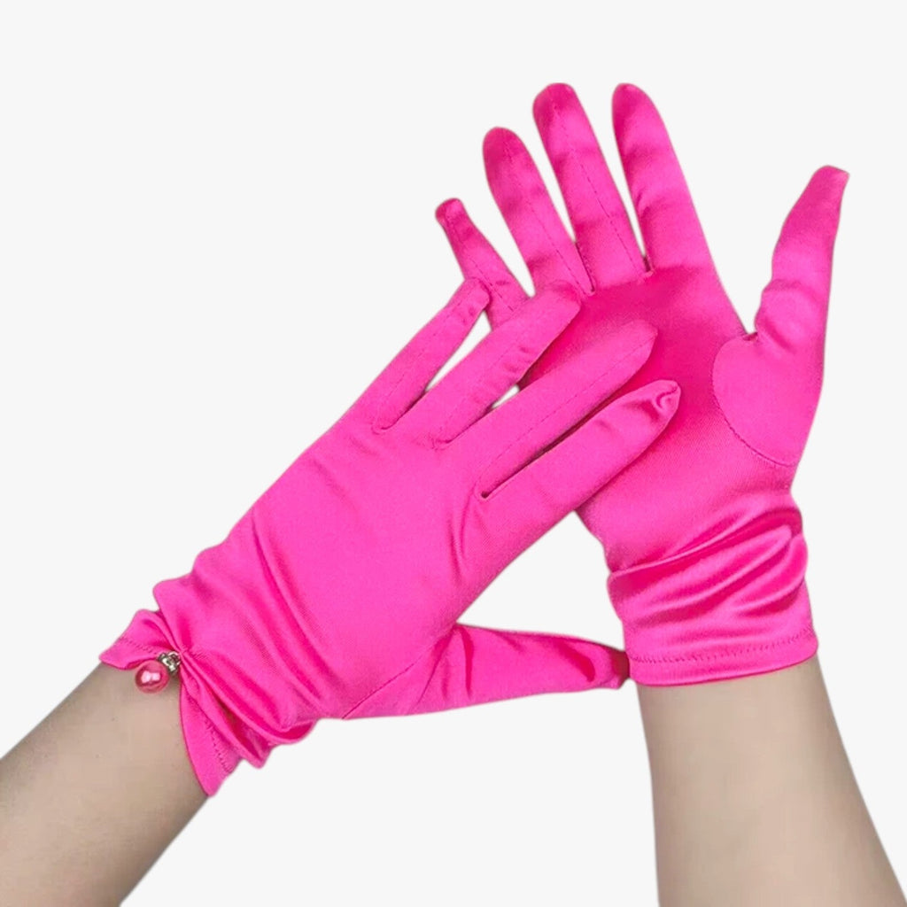 Leila | Elegante Satin-Handschuhe mit Perlen, perfekt für Zeremonien und besondere Anlässe