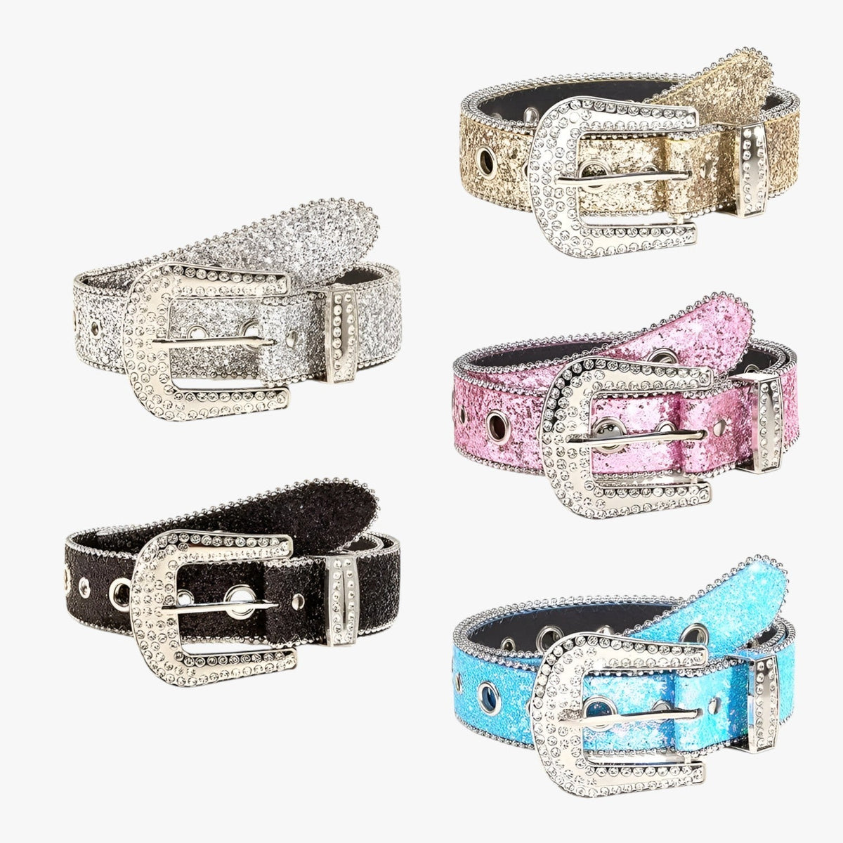 Olivia | Trendy glitzerndes Lederband mit Nieten