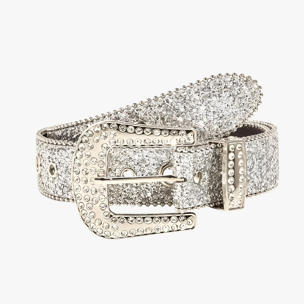 Olivia | Trendy glitzerndes Lederband mit Nieten