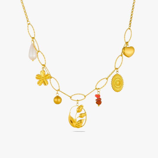 Bailey | Elegante Halskette mit Herz- und Tulpenanhänger