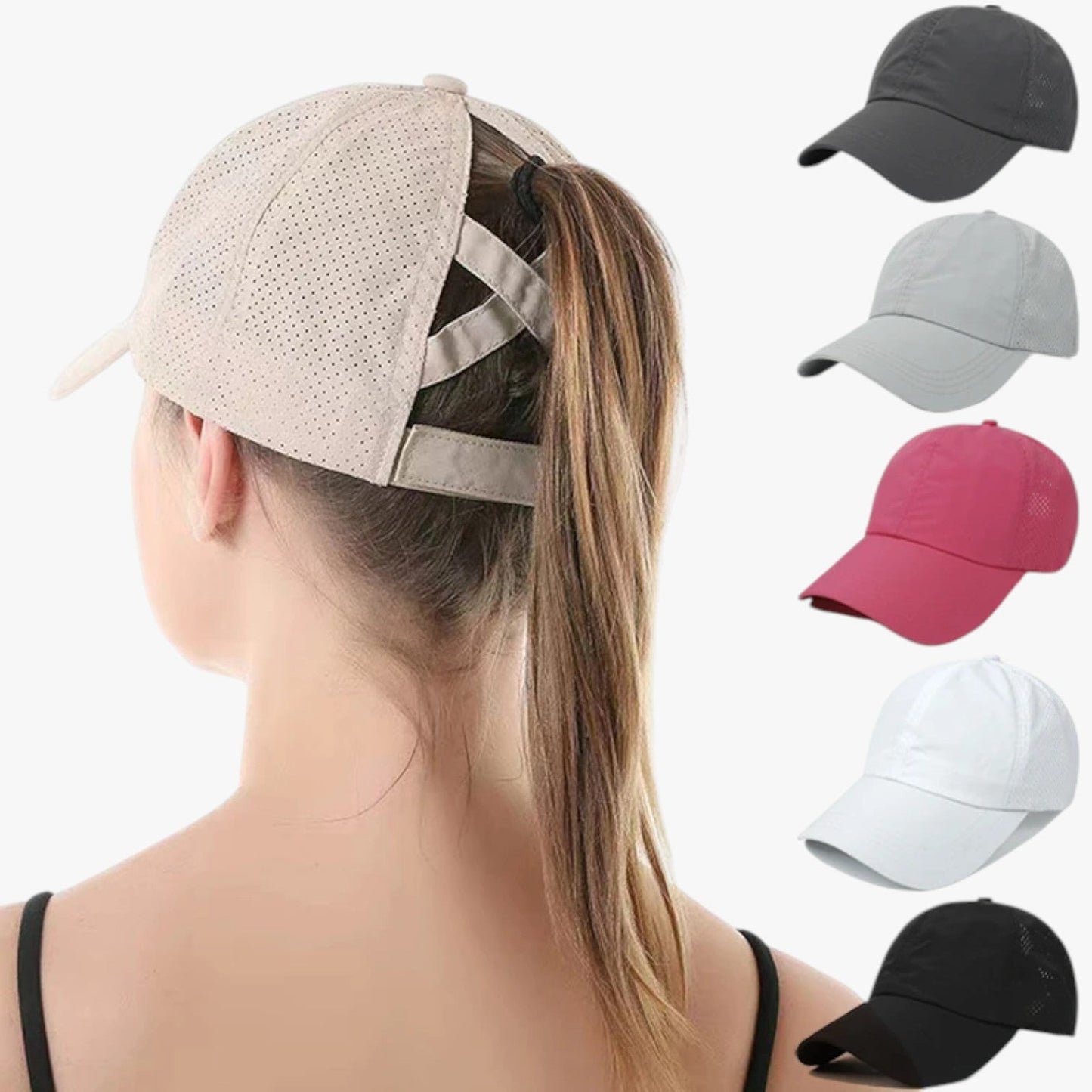 Aliyah | Sportcap für den Sommer mit Pferdeschwanz und atmungsaktivem Netzmaterial