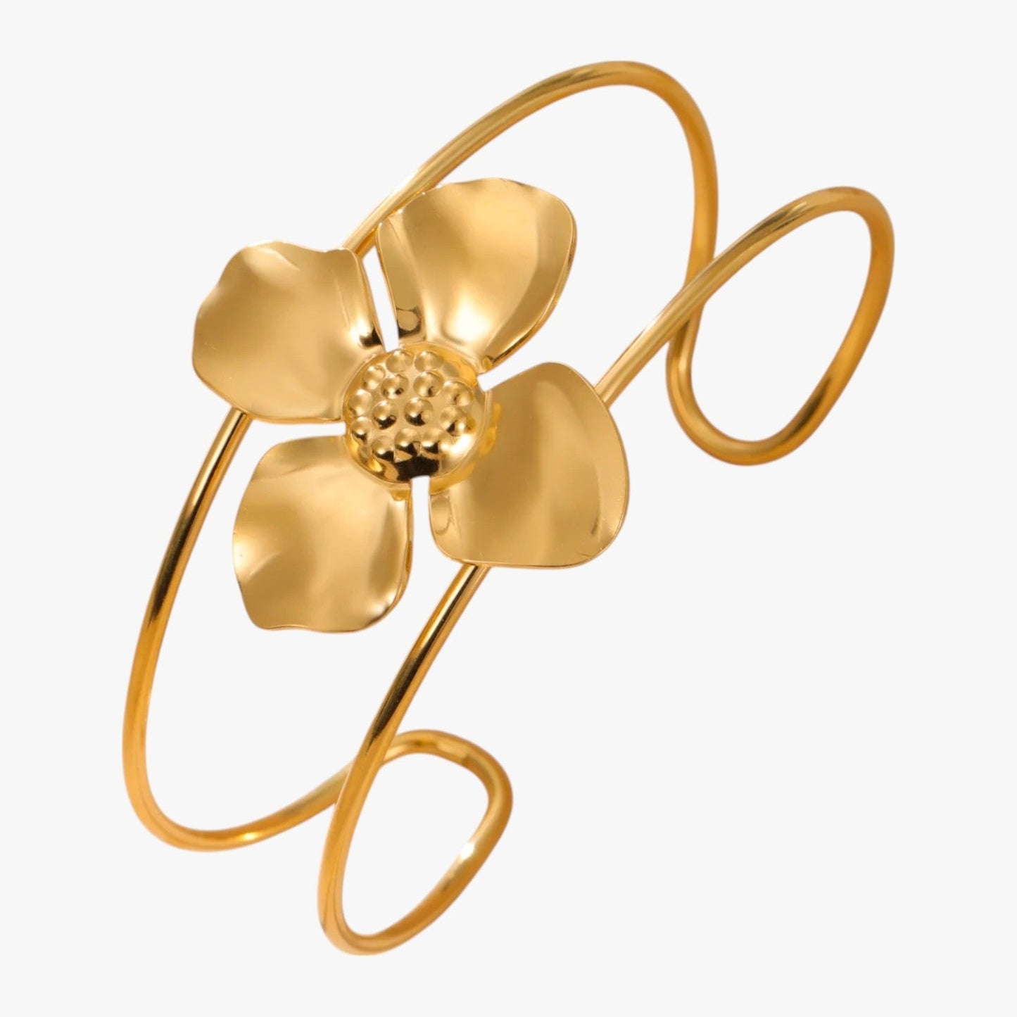 Vivian | Flora Gold Edelstahl Blumenarmband, Wasserdicht und Elegant