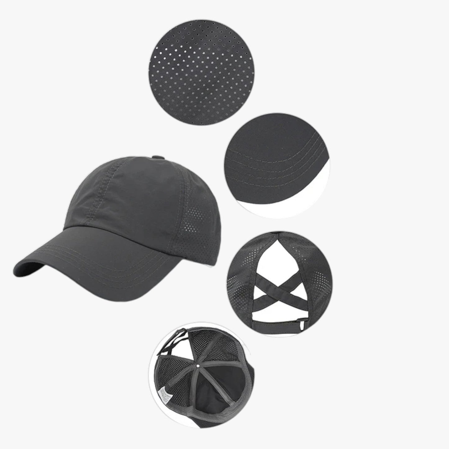 Aliyah | Sportcap für den Sommer mit Pferdeschwanz und atmungsaktivem Netzmaterial
