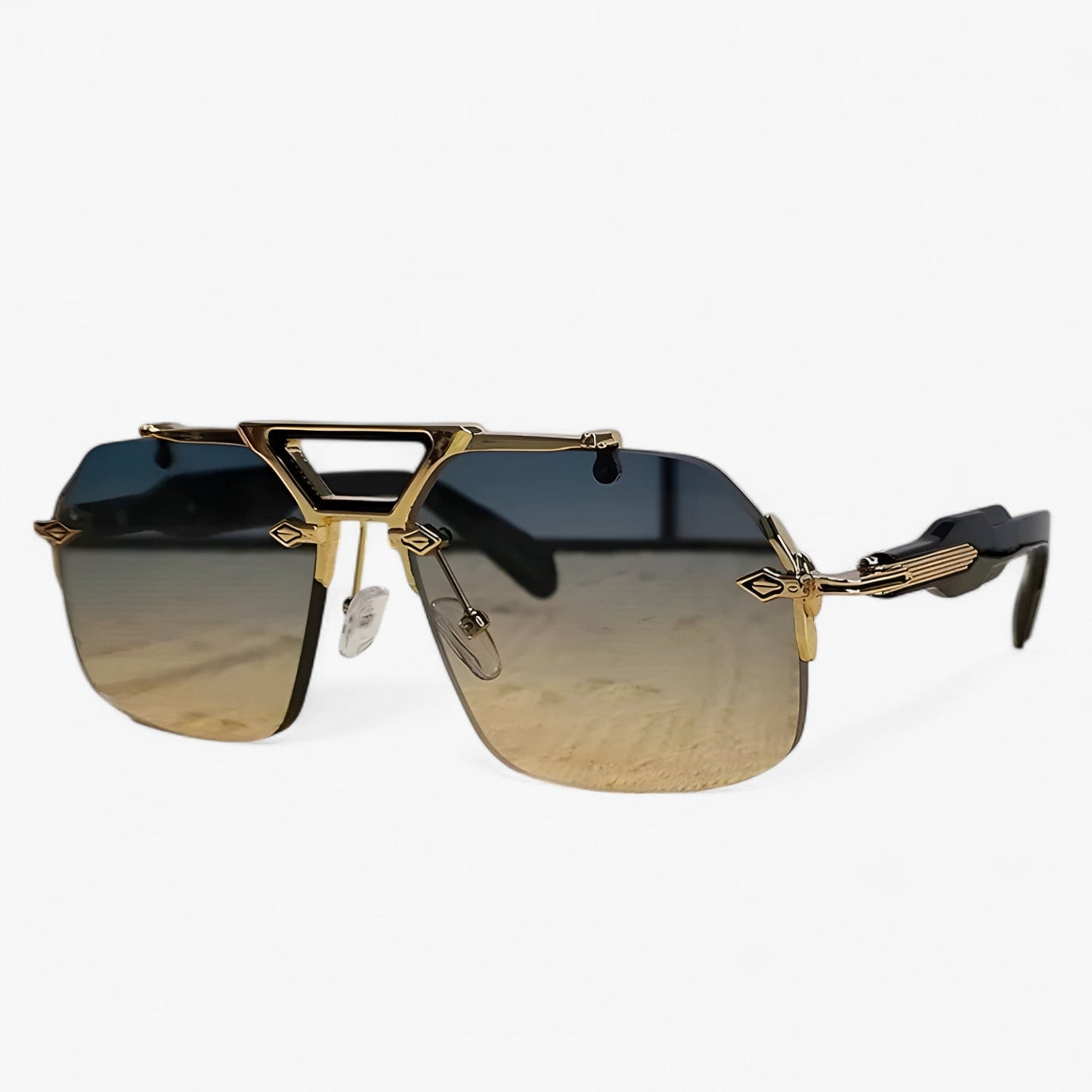 Tabb | Übergroße Punk-Metallrandlose Sonnenbrille