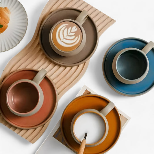 Sora | Minimalistisches Japanisches Espressoset mit Tasse und Untertasse