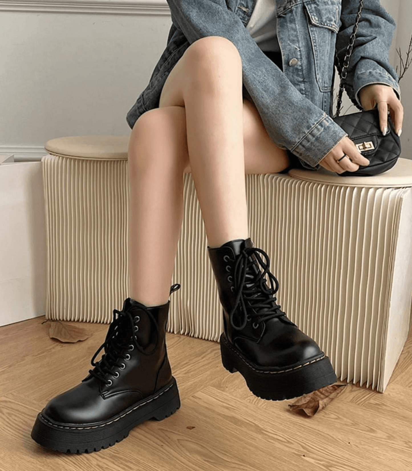 Suanne - Spitzige Plateau-Stiefel mit dickem Absatz