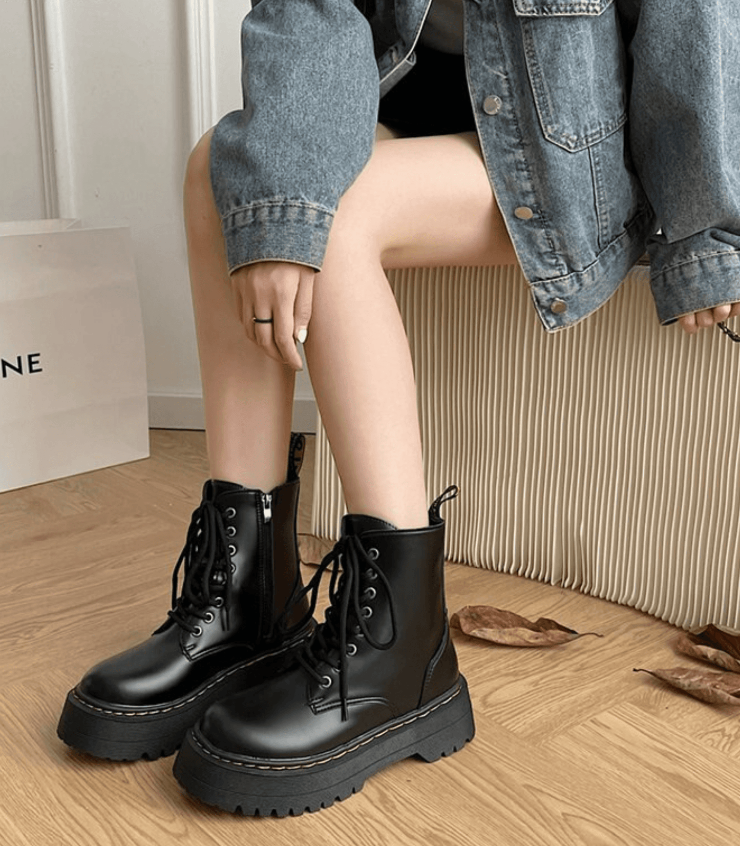 Suanne - Spitzige Plateau-Stiefel mit dickem Absatz