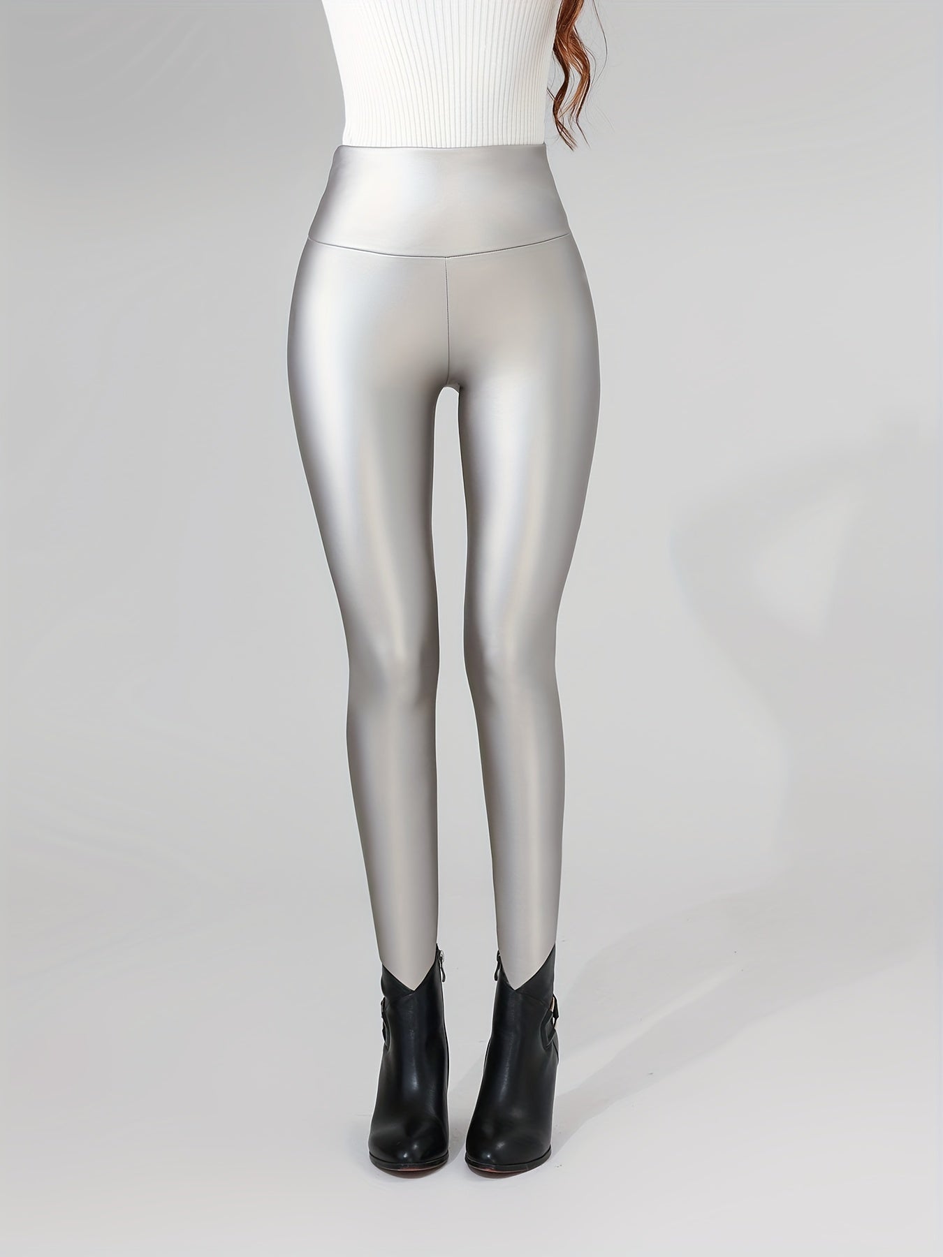 Therese Bellezza | Hochtaillierte PU-Leder Leggings mit weichem Futter für Damen