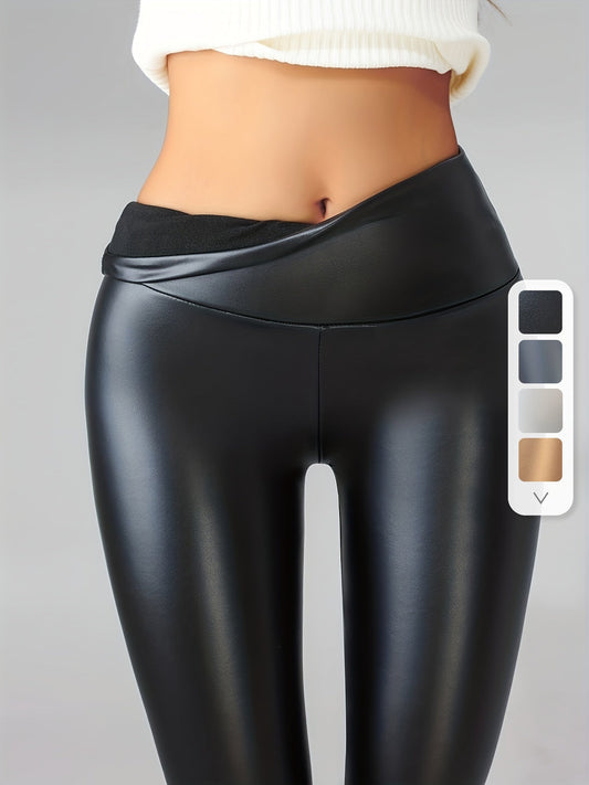 Therese Bellezza | Hochtaillierte PU-Leder Leggings mit weichem Futter für Damen