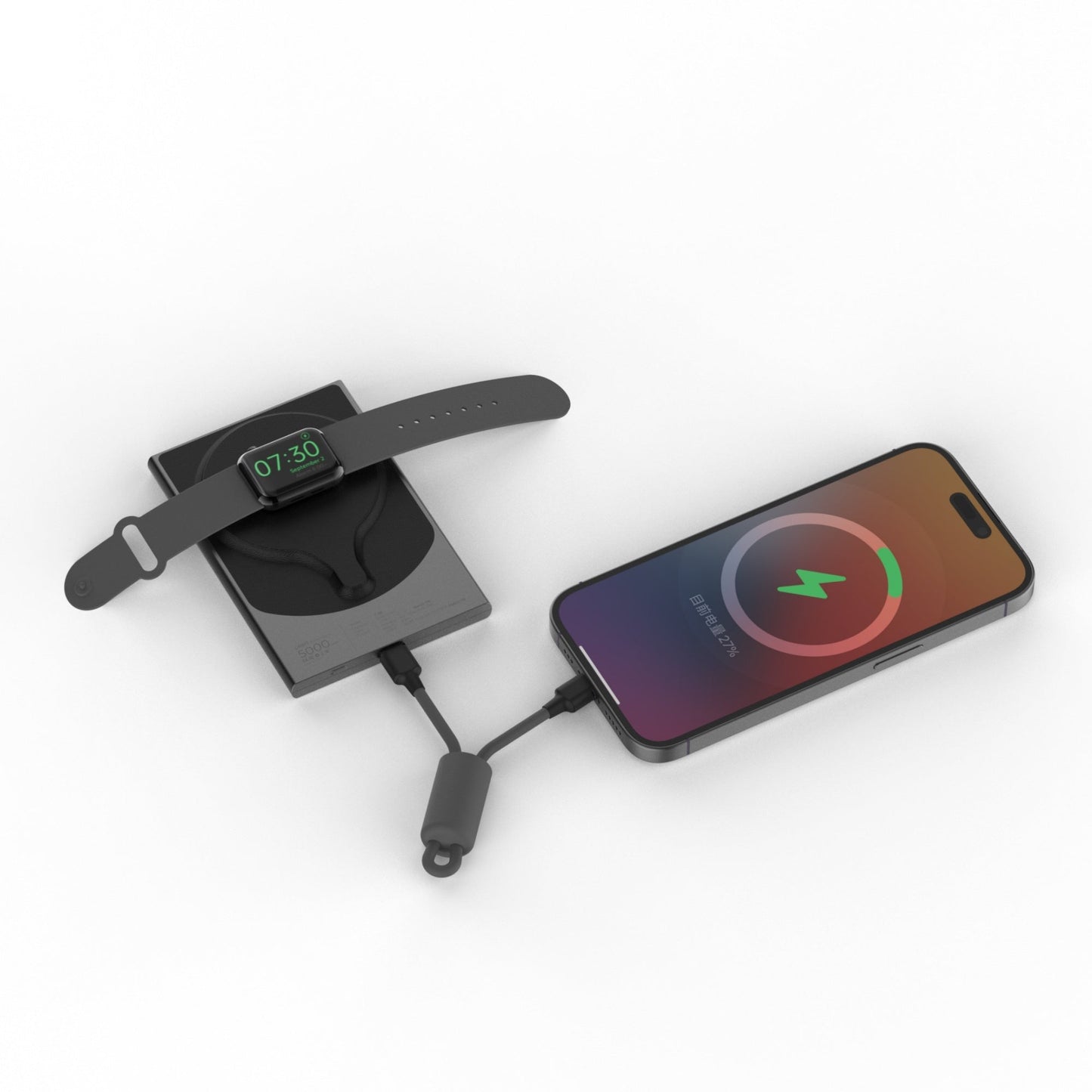 Ultra-Dünne Tragbare Powerbank Mit Eingebautem Datenkabel