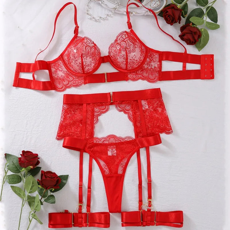 Vespera | Verführerisches Lingerie-Set Mit Blumenstickerei