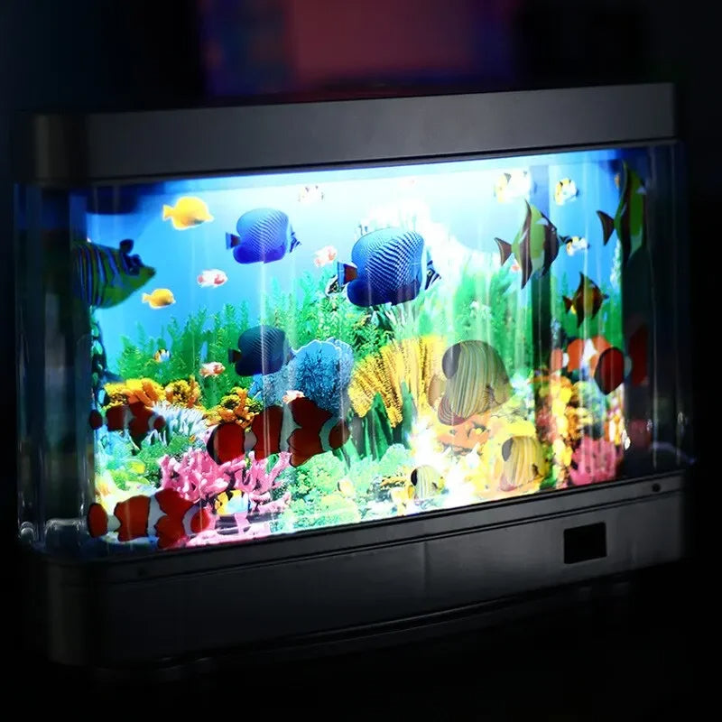 Virtuelles Ozean-Schreibtisch-Aquarium mit LED-Nachtlicht
