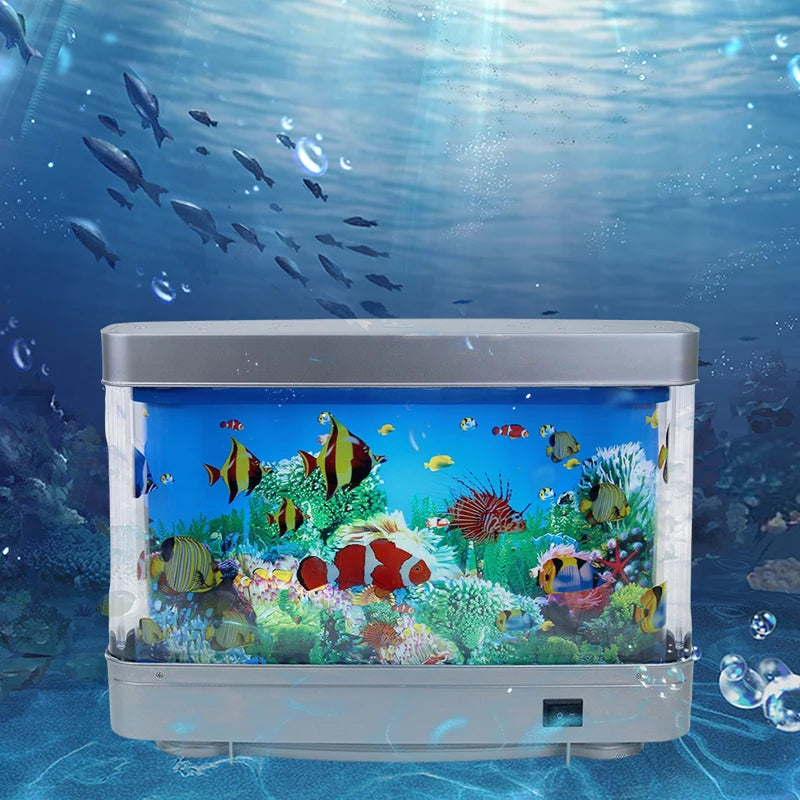 Virtuelles Ozean-Schreibtisch-Aquarium mit LED-Nachtlicht