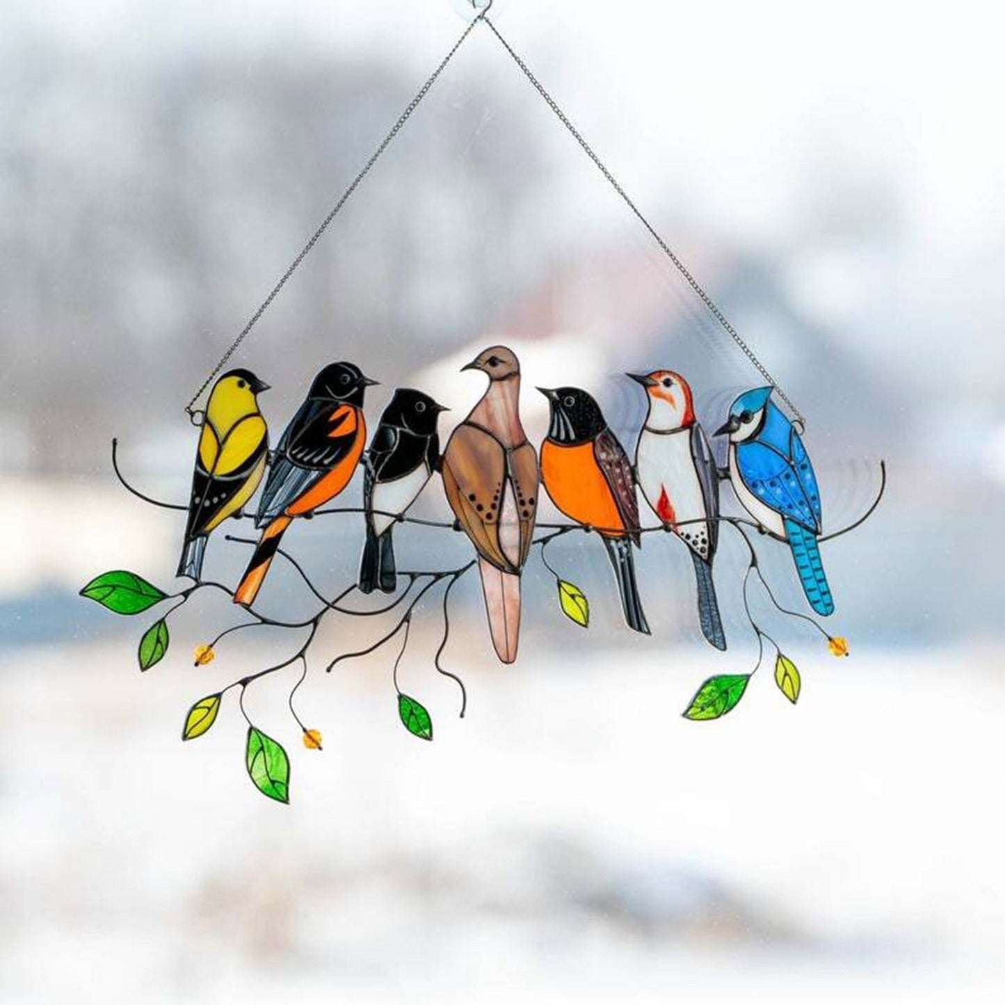 Vogel aus farbigem Glas Sonnenfänger