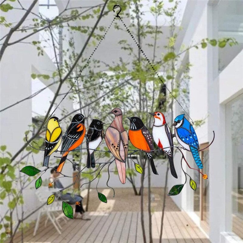 Vogel aus farbigem Glas Sonnenfänger