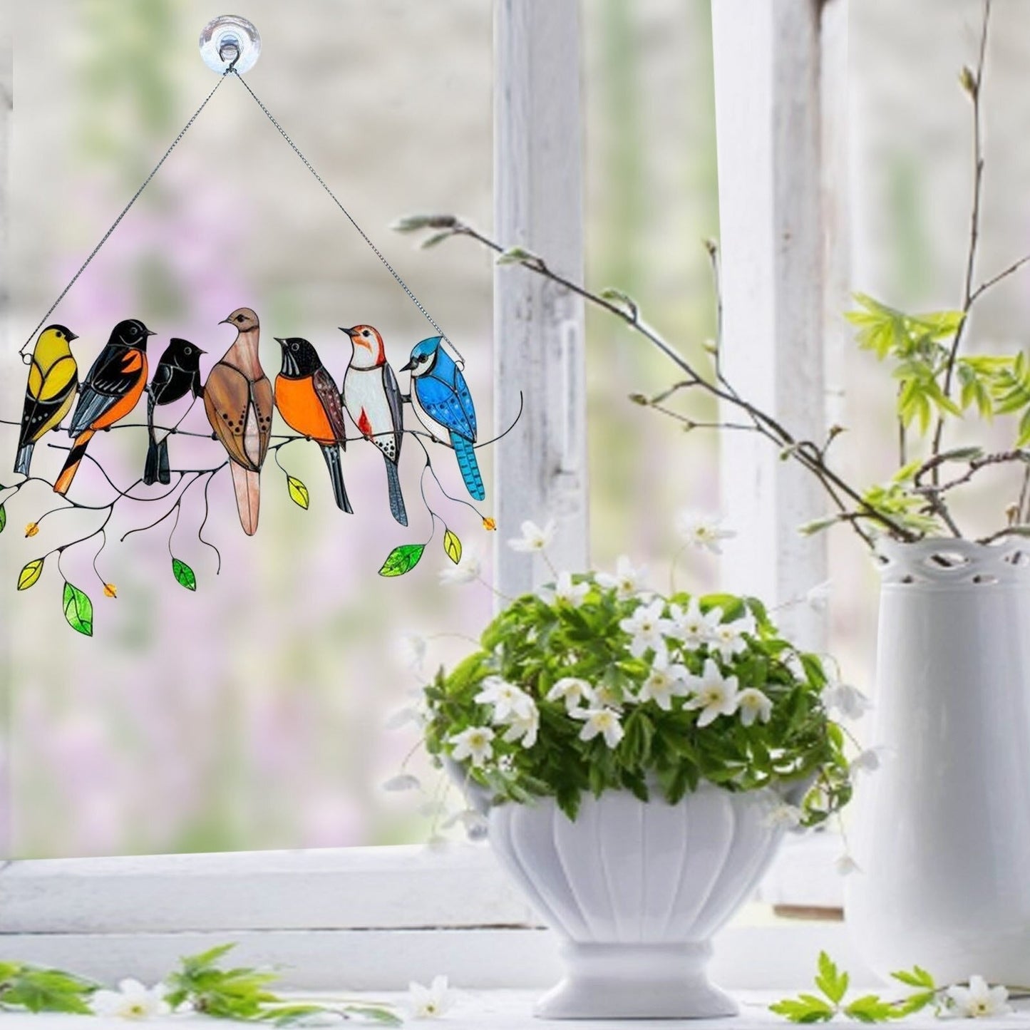 Vogel aus farbigem Glas Sonnenfänger