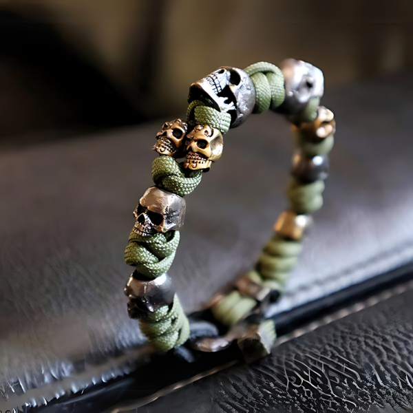 URGO™ | Silber Skull Armband aus Premium Paracord von der Armee